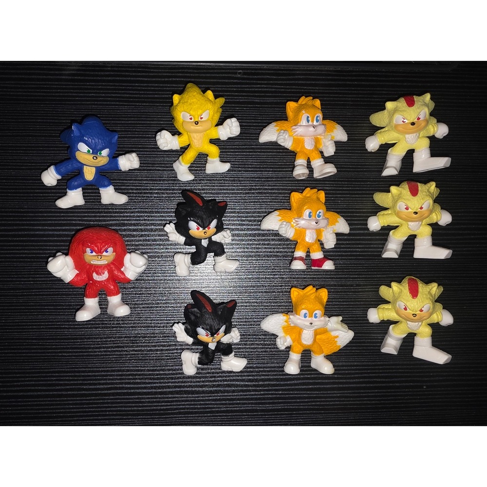 Sonic the Hedgehog Movie Mini Figure Lot 11pc Knuckles Tails Shadow Super Sonic